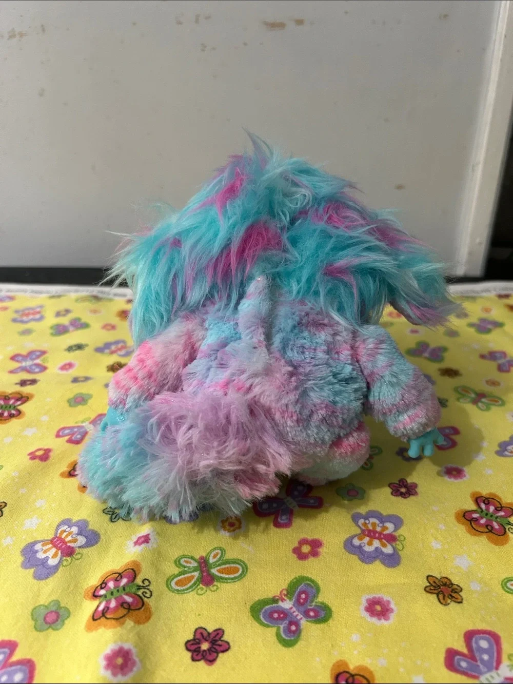 Plush Small Pet Toy in Blue, Teal and Pink - Soft Multicolor Plush